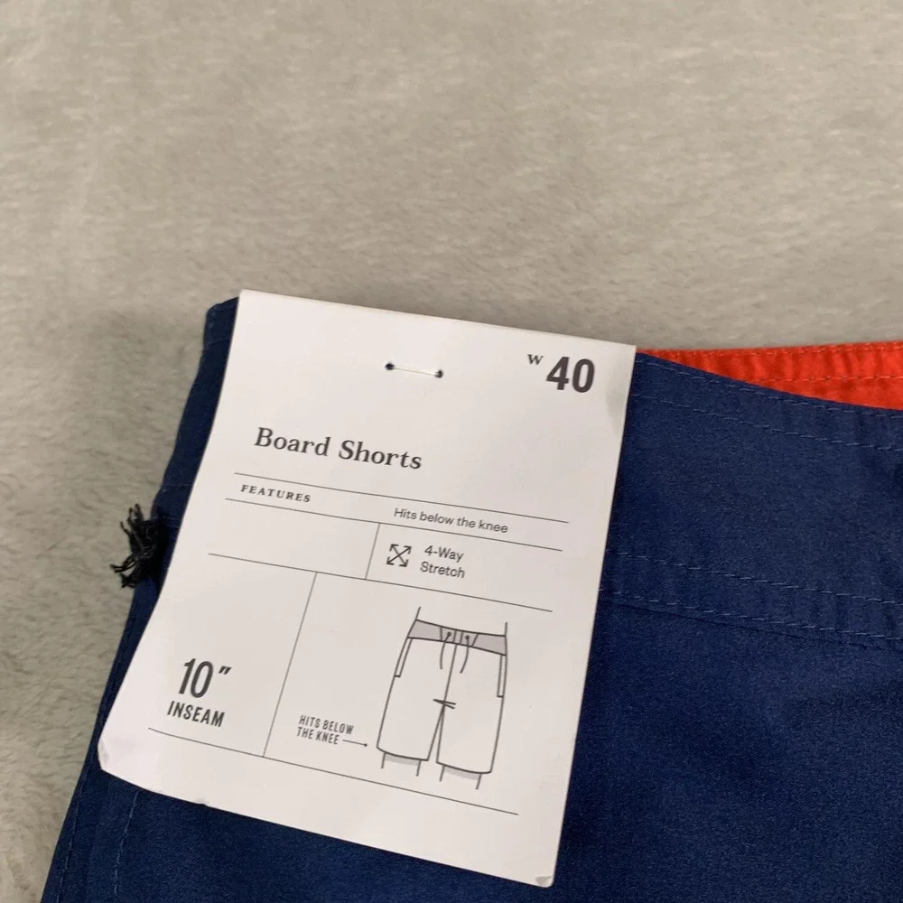 Goodfellow Board Shorts Mens 40 Striped Swim Trunks 4-Way Stretch 10
